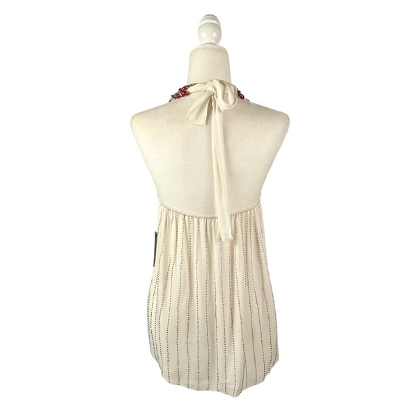 ALICE + OLIVIA Silk Beaded Trim Halter Top - Picture 7 of 16